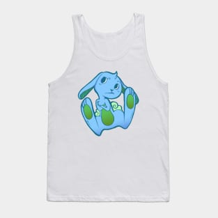 Fussy Bunny in Blue on Green Tank Top